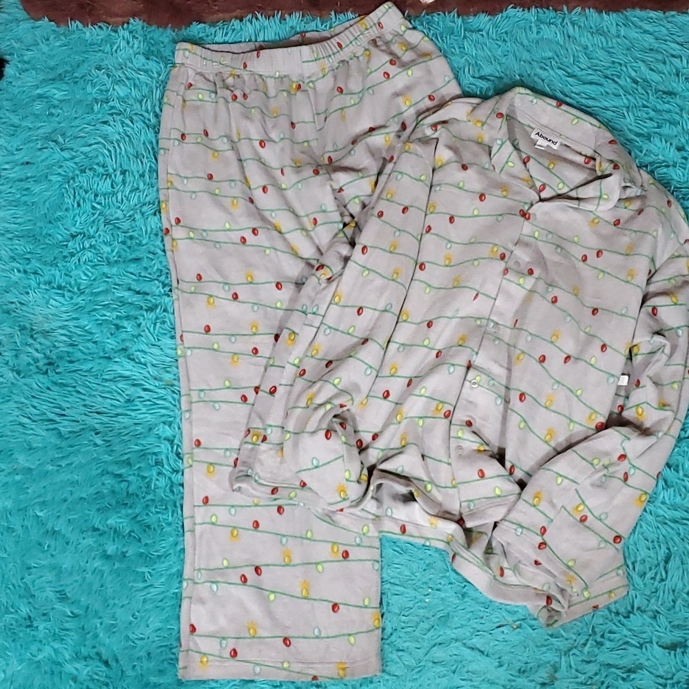 Abound Flannel Christmas Lights 2PC Pajama Set